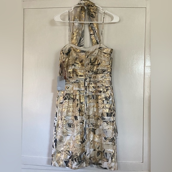 JS Collections Tiered Gold Ruffle Mini Dress - Picture 4 of 5